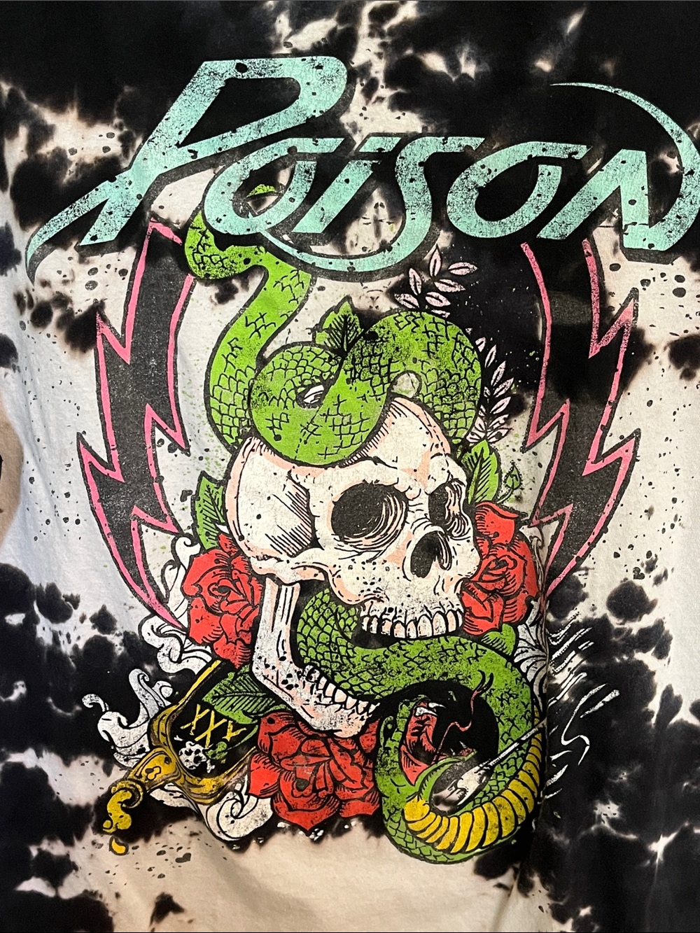 Poison‎ Skull Snake Tie Dye Graphic Band T Shirt Large Rock Tee L - Picture 4 of 7